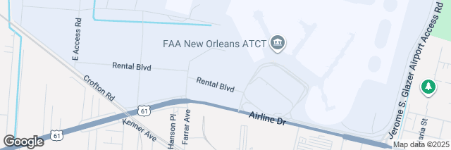Google Maps New Orleans Int Airport (MSY), 600 Rental Blvd, Kenner, LA 70062-8304, United States of America